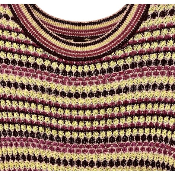 FREE PEOPLE Striped Purple Yellow Metallic Into You Sweater Dress Boho Retro XS - Picture 4 of 8